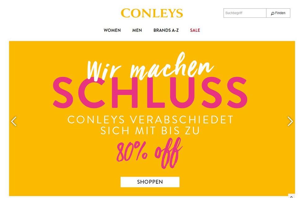 Conleys.de verabschiedet sich von seinen Kunden. (Bild: Conleys.de)