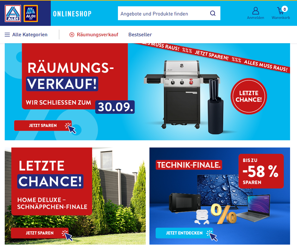 Aldi Onlineshop schließt zum 30.9.2025 (Bild: Aldi)