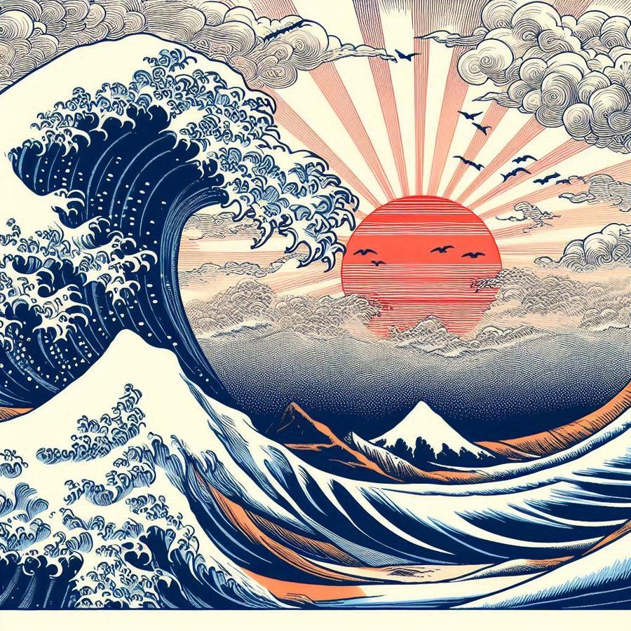 Das ist nicht Hokusai, sondern der Bing Image Creator. (Bild: Bing Image Creator)