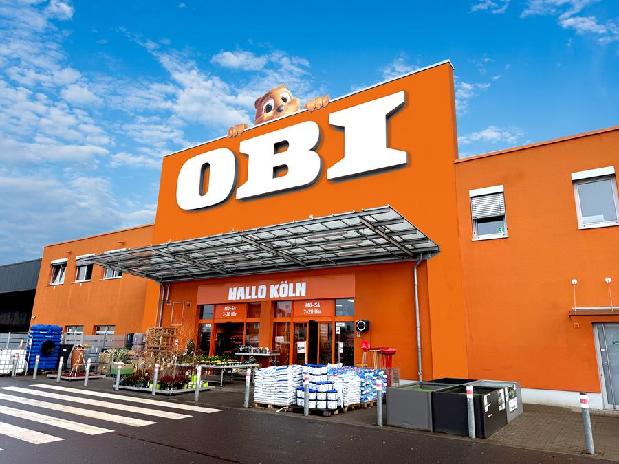 Visualisierung der OBI Marktfassade im neuen Markendesign. (Obi)