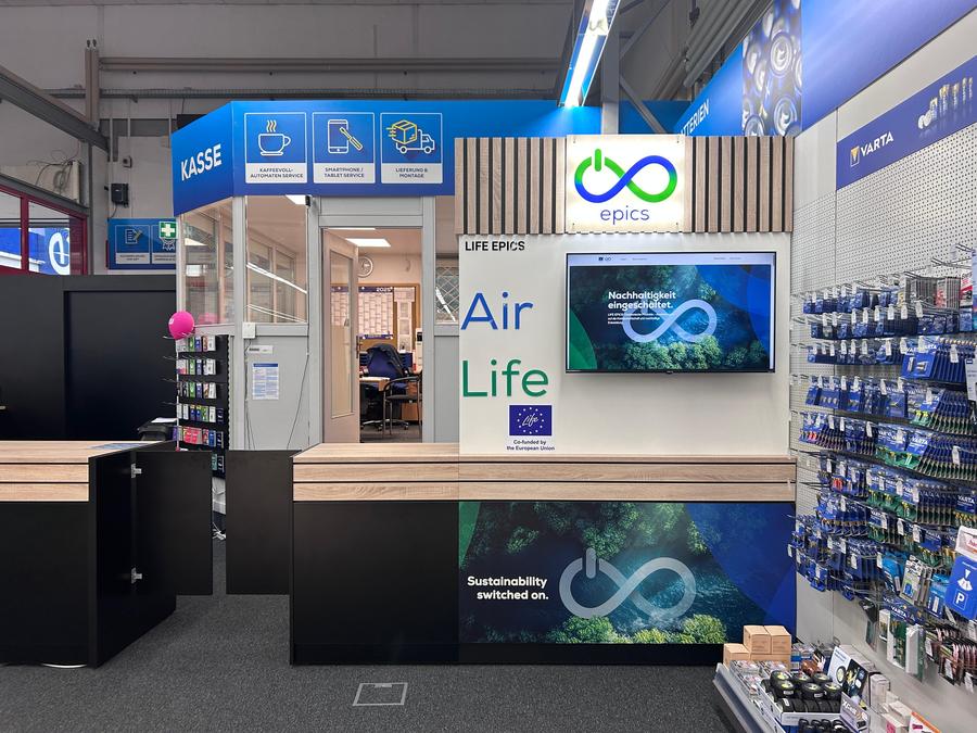 Die neue Repair Corner bei EURONICS XXL Lauterbach: Im Rahmen des EU-Projekts ?Life EPICS? setzt EURONICS auf nachhaltige Services direkt am Point of Sale. (Bild: Euronics Deutschland)