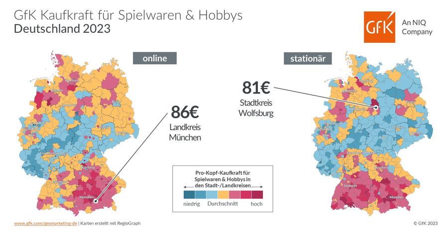 GfK Sortimentskaufkraft Online-Handel Deutschland 2023 Spielwaren (GfK)