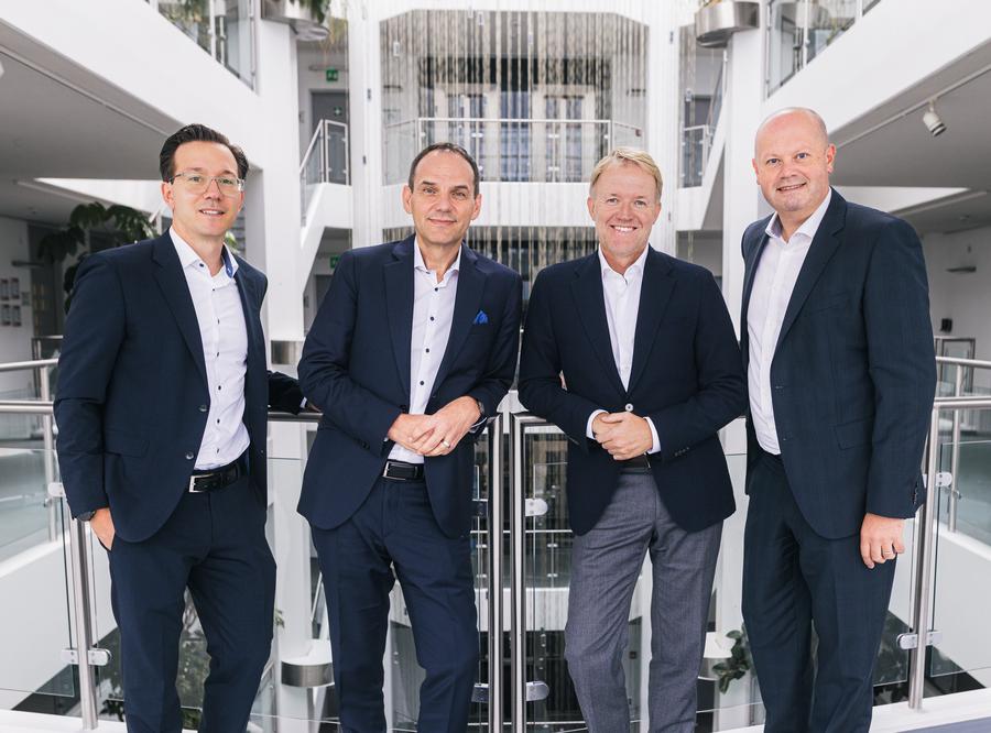 Die Geschäftsführung von Conrad Electronic: Dr. Sebastian Dehnen, Ralf Bühler, Dr. Daniel Saga und Guy Dann (v.l.n.r.) (Bild: Conrad Electronic)