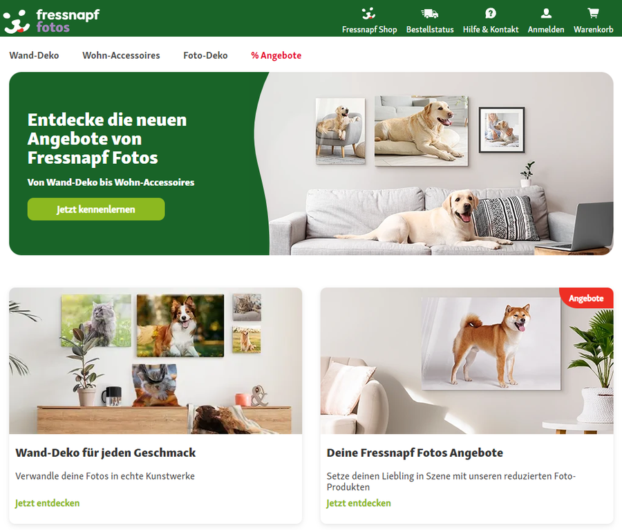 Das neue Mass-Customisation-Angebot von Fressnapf (Screenshot)