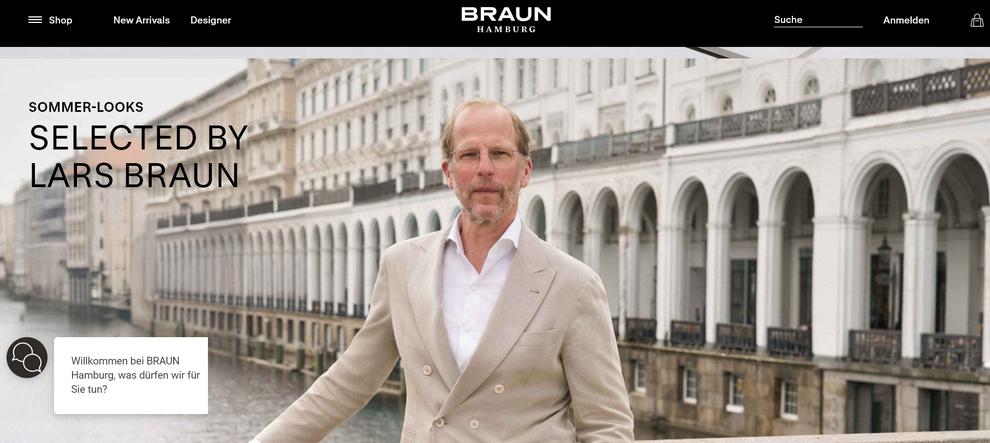 Startseite des neuen Online-Shops von Braun Hamburg (Bild: Braun Hamburg/Screenshot)
