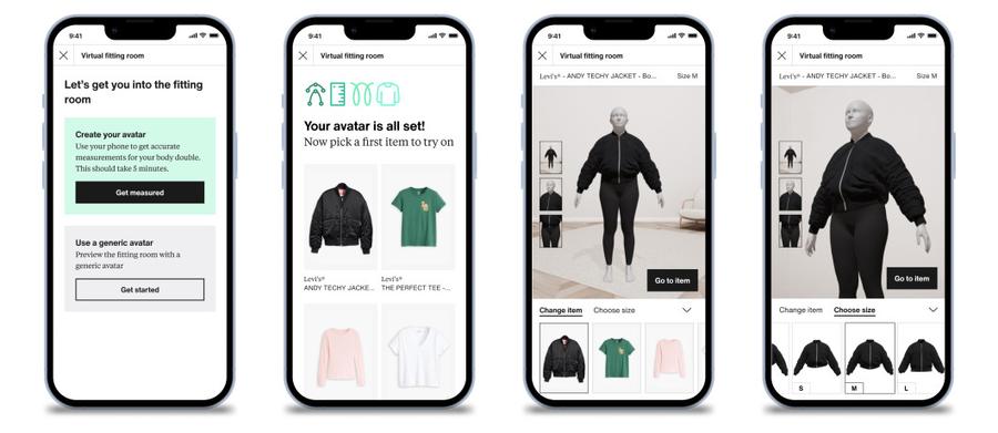 Mit dem Tool kann man auf seinem Smartphone in einer 360-Grad-Ansicht darstellen lassen, wie verschiedene Kleidungsgrößen an ihrem Körper aussehen würden. Einzelne Stellen können über die Zoom-Funktion genau betrachtet werden. (Zalando)