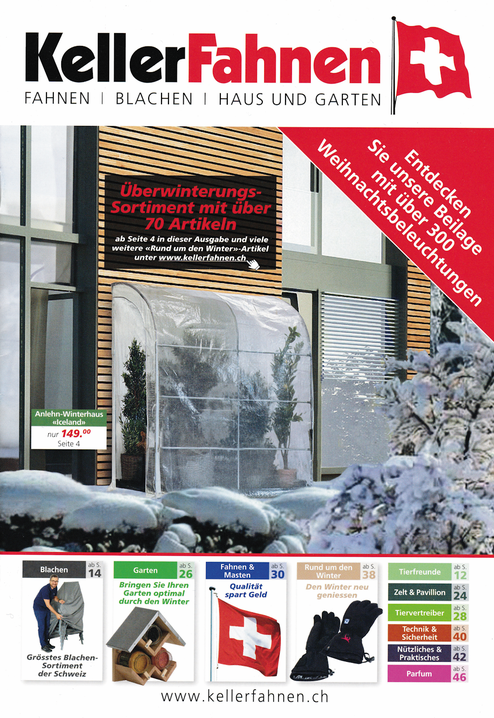 Der Schweizer E-Retailer Keller Fahnen startet seinen Katalog mit einem gelungenen Cover, das allerdings noch optimiert werden knnte. (Bild: Keller Fahnen)