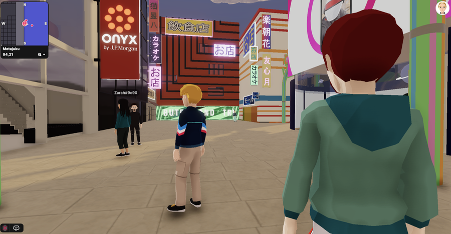 JP Morgen mit seiner virtuellen 3D-Onyx Lounge im Decentraland. (Decentraland)