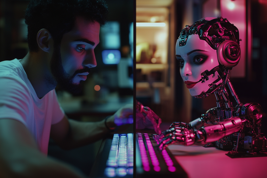 Die Chancen, dass man im Social Web mit einem Bot textet, steigen täglich. Was sollten Marken und Agenturen daraus lernen? (Sebastian Halm/Midjourney)