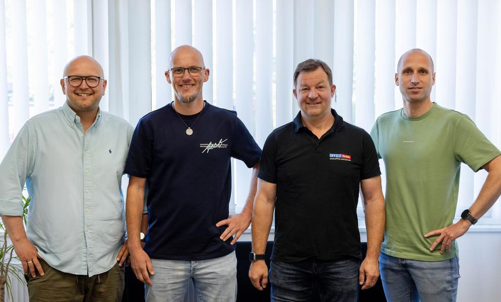 Neue Office Partner Geschftsfhrung: Hermann-Wilhelm Wantia (ganz links), Sven Osterholt, Peter Po?lling und Andre Buddendick (v.L.n.R.) (Bild: Office Partner)