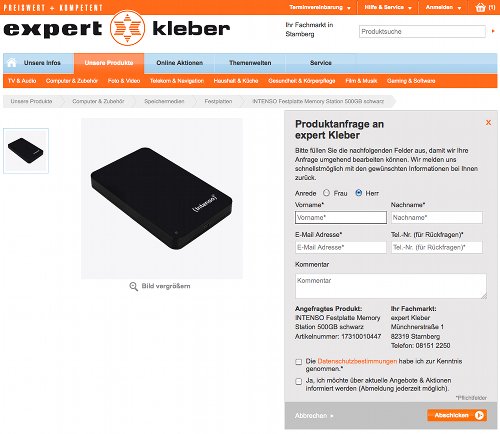 Expert Kleber Produktanfrage