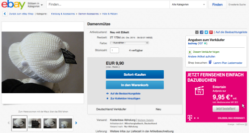 eBay Artikelseite